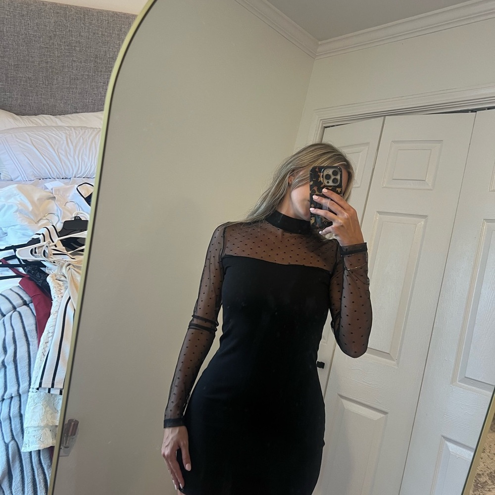 Olivaceous Black Long Sleeve Bodycon Dress
